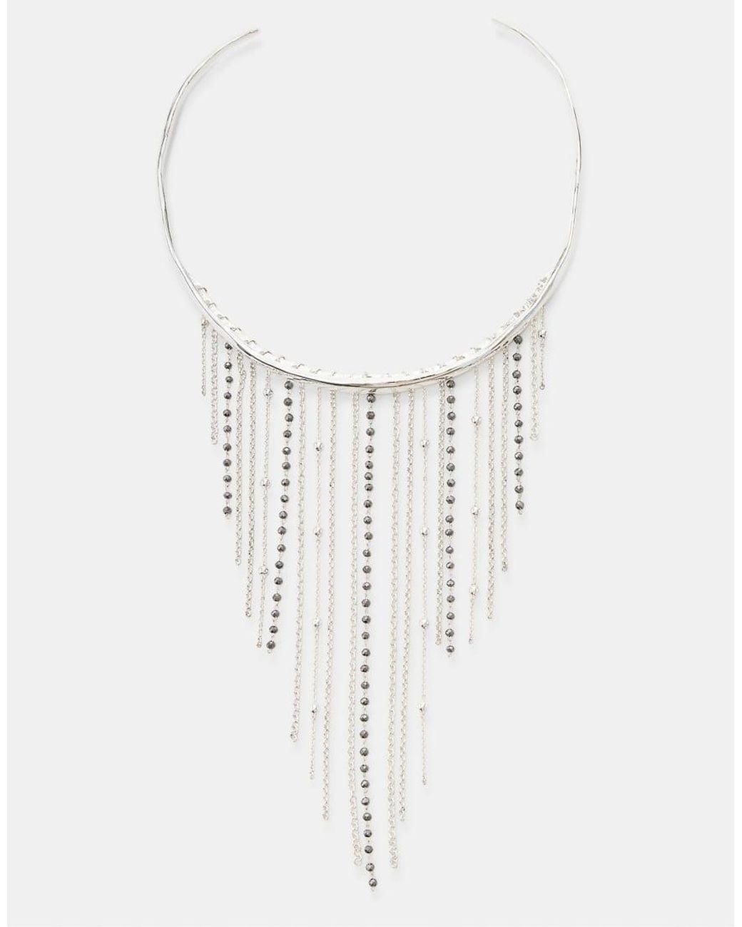 Stradivarius Blue Waterfall Choker Necklace