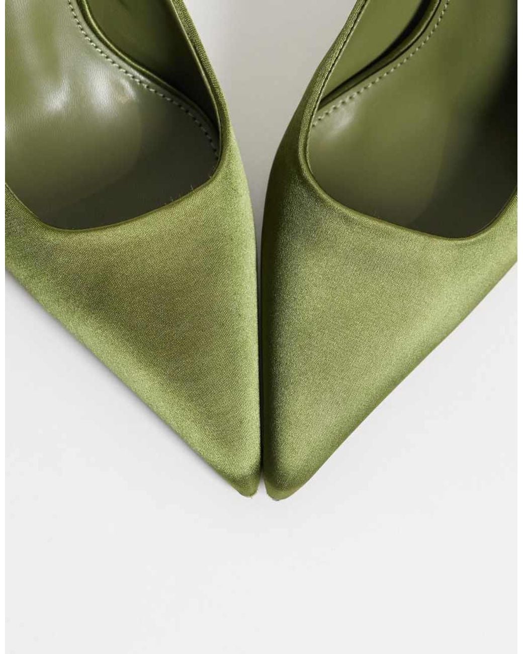 SIMMI Green Simmi London Celina Slingback Heeled Shoes With Bow Detail