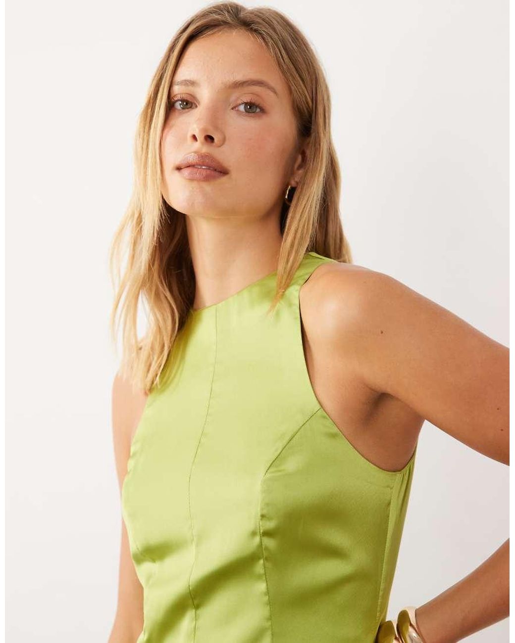 ASOS Green Racer Satin Playsuit