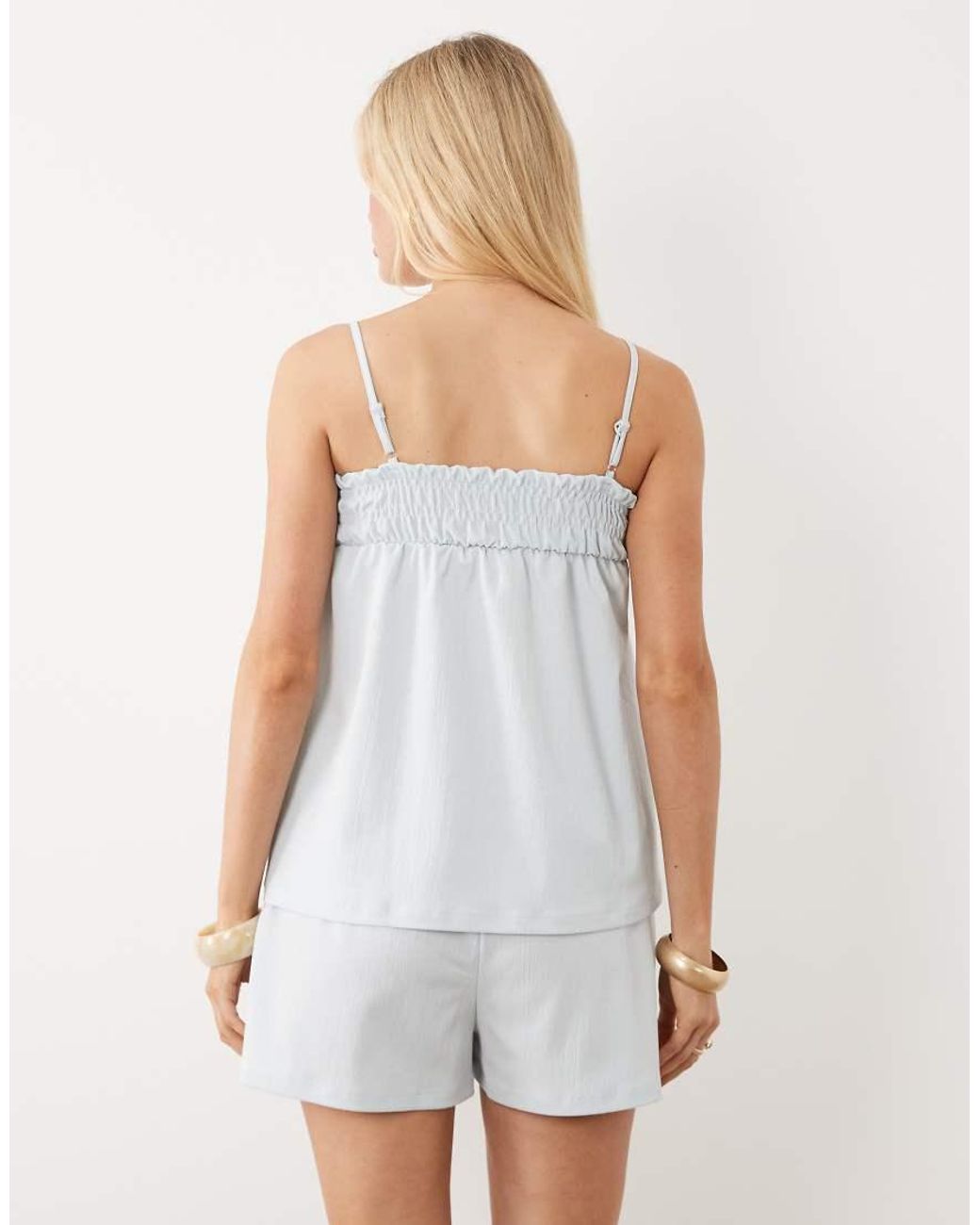 ASOS White Shirred Square Neck Cami Top Co-ord