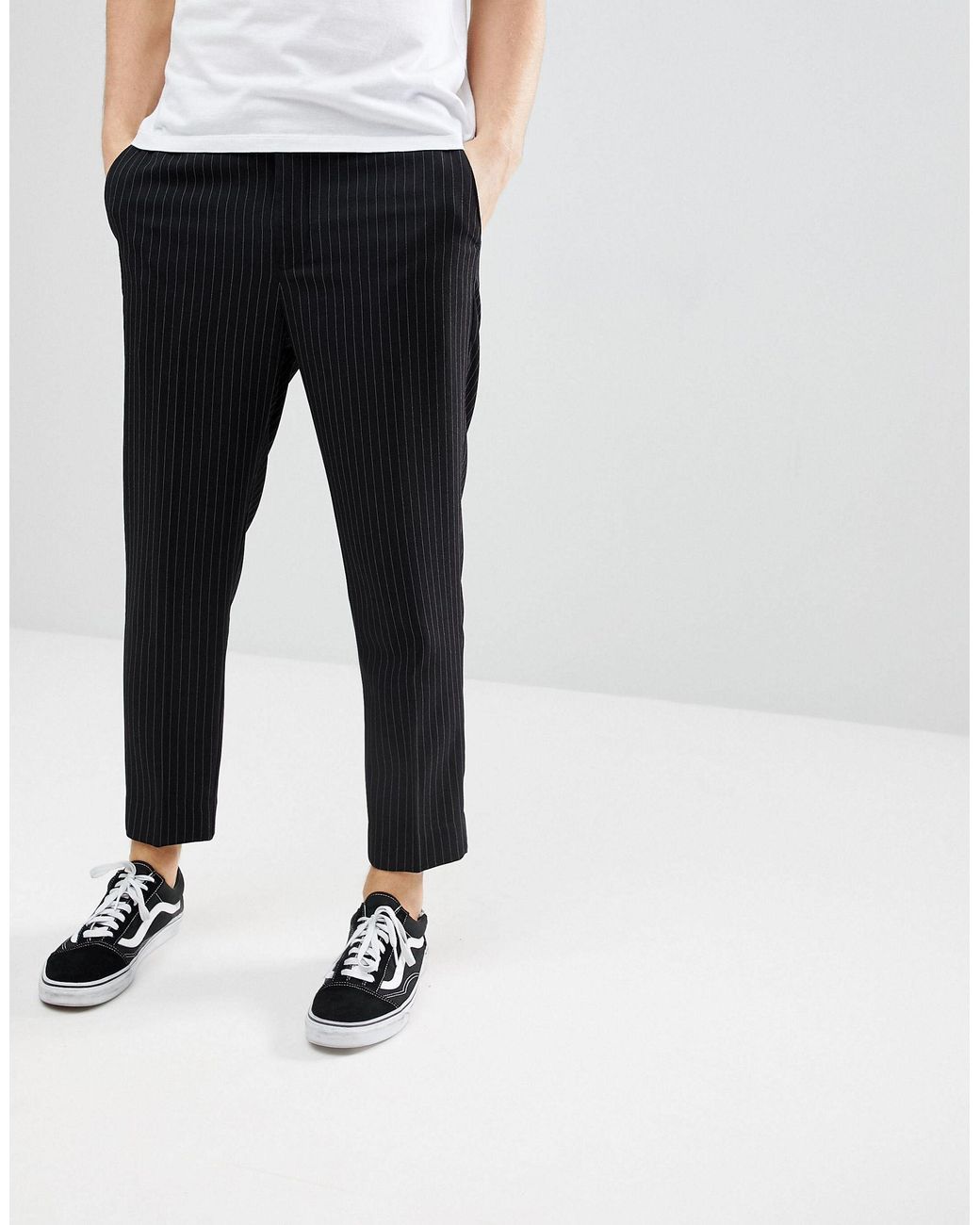 Bershka check wide-leg trousers in white and black – Garmisland
