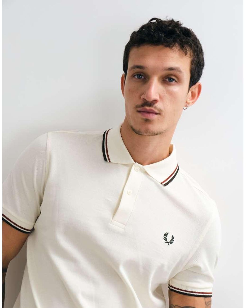 Fred Perry White Twin Tipped Polo Shirt for men