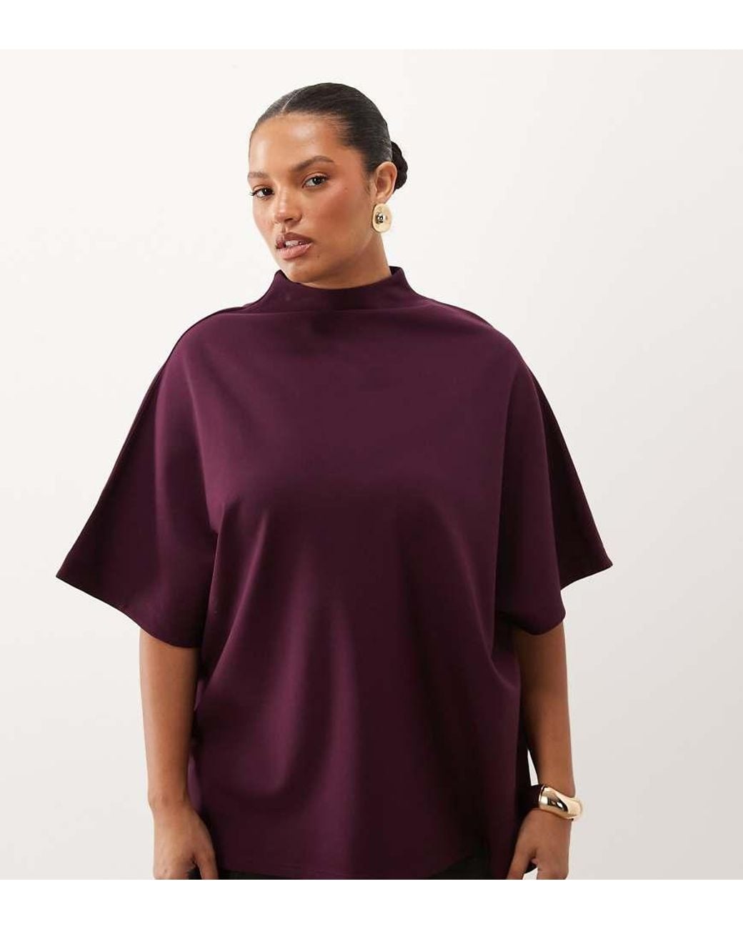 Pretty Lavish Curve Red High Neck Kimono Style Top