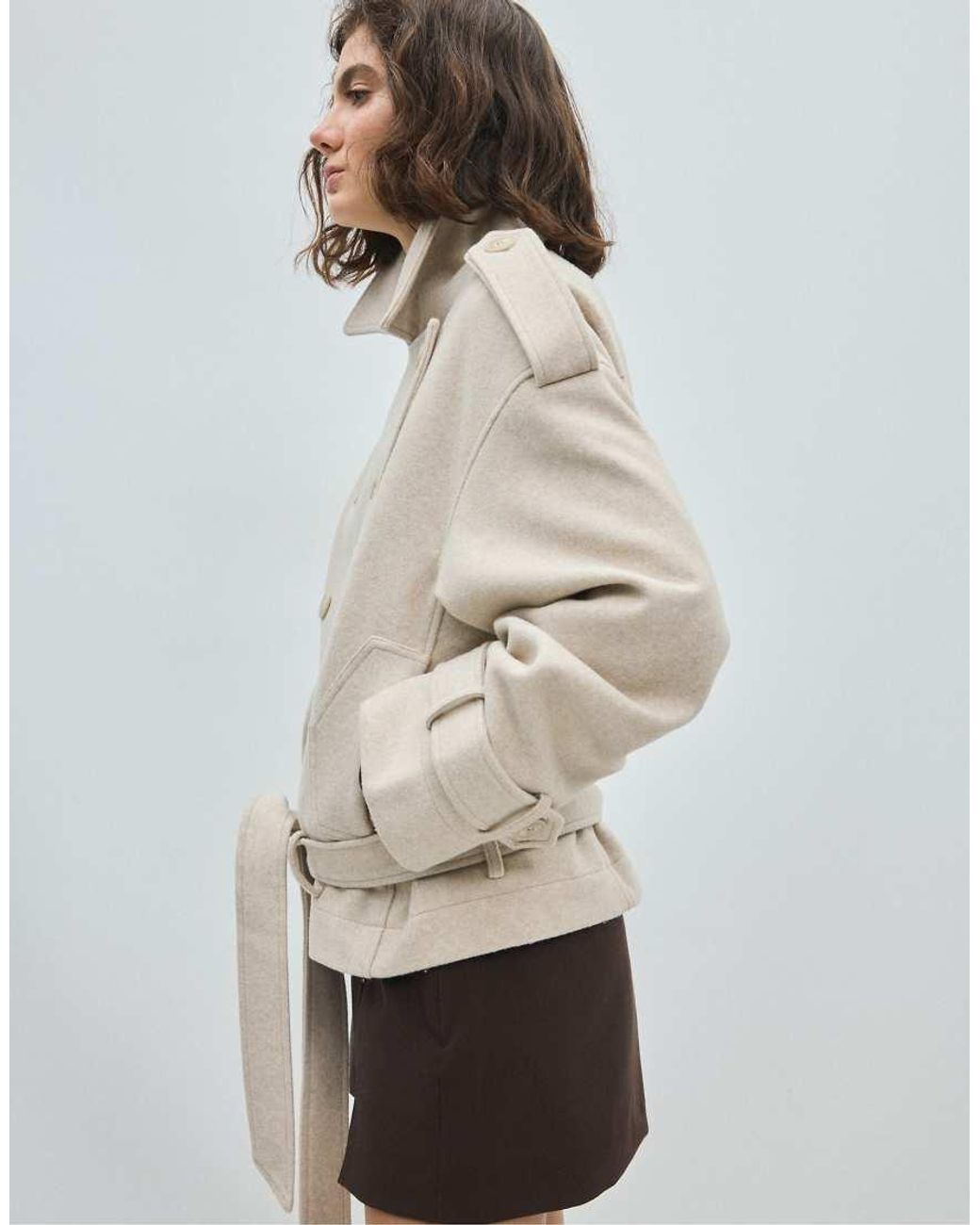 Stradivarius Natural Cropped Trench Jacket