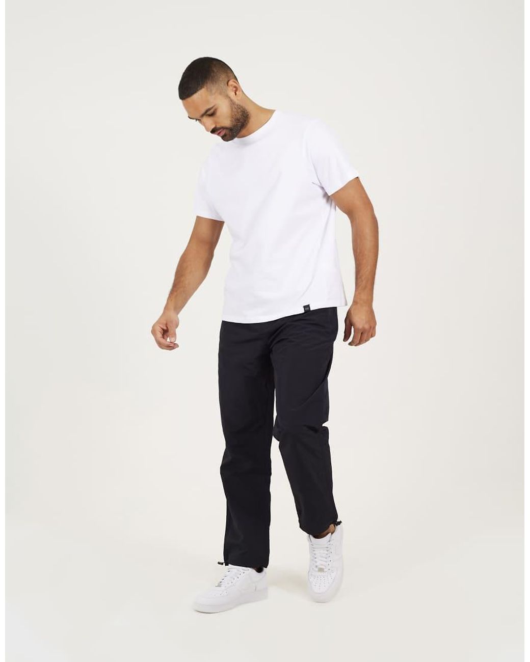 Brave Soul Blue Taslan Loose Fit Cuffed Cargo Trousers for men