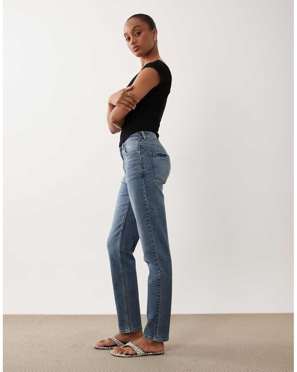 ASOS Blue Asos Design Tall Slim Fit Mom Jeans