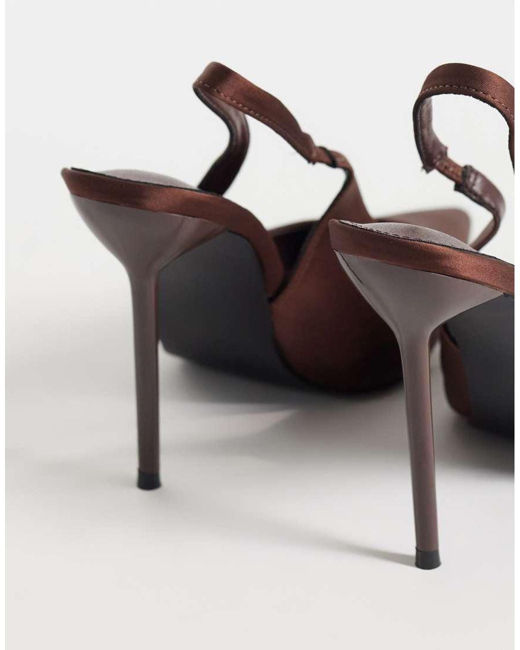 Public Desire Brown Allure Slingback Heeled Court Shoes
