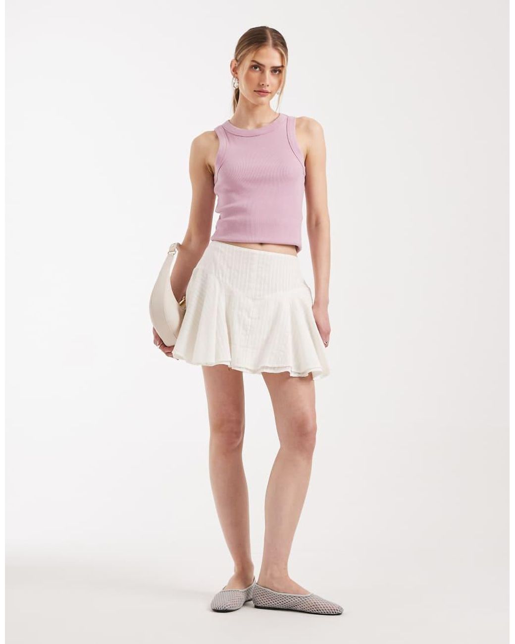 ASOS Pink Textured Drop Waist Mini Skirt