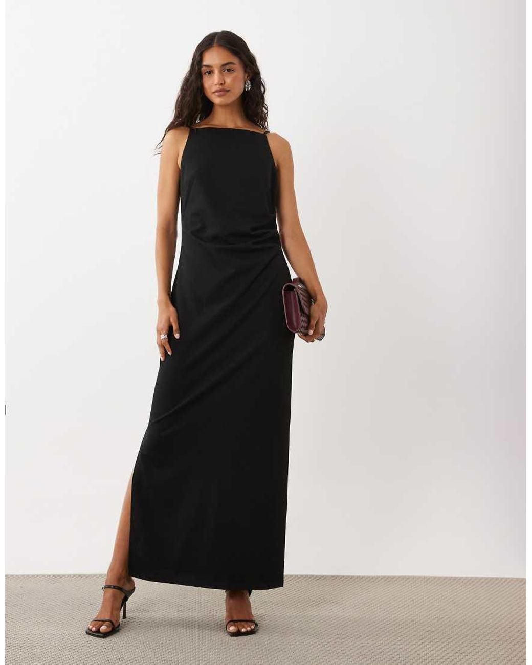 Aware White Sleeveless Boat Neck Maxi Dress