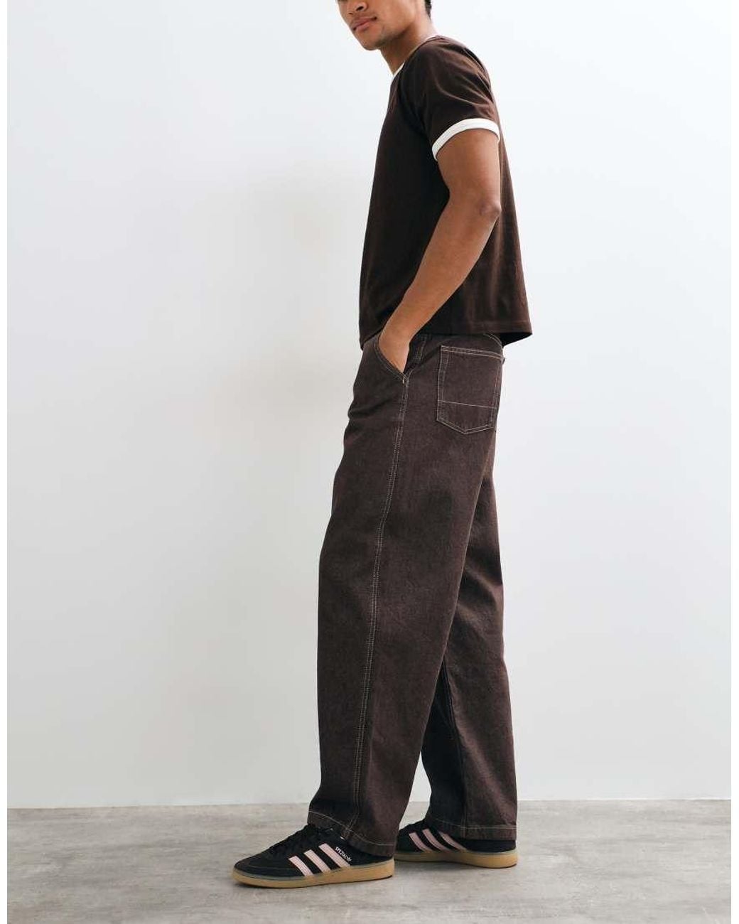 ASOS Brown Loose Carpenter Jeans for men