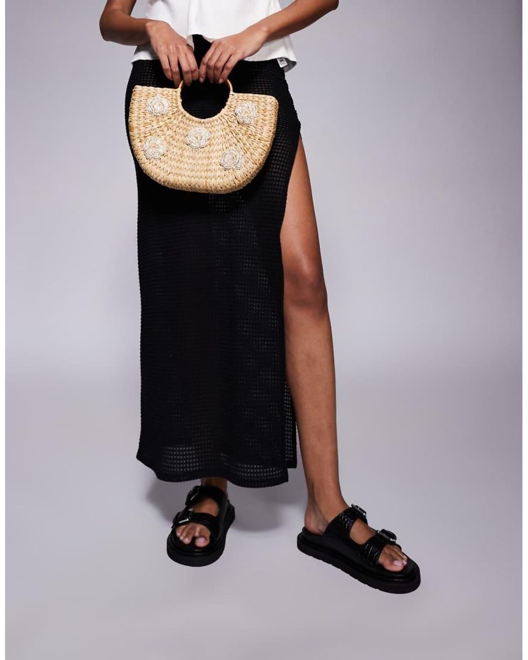 Walk London Black Budapest Double Strap Sandals