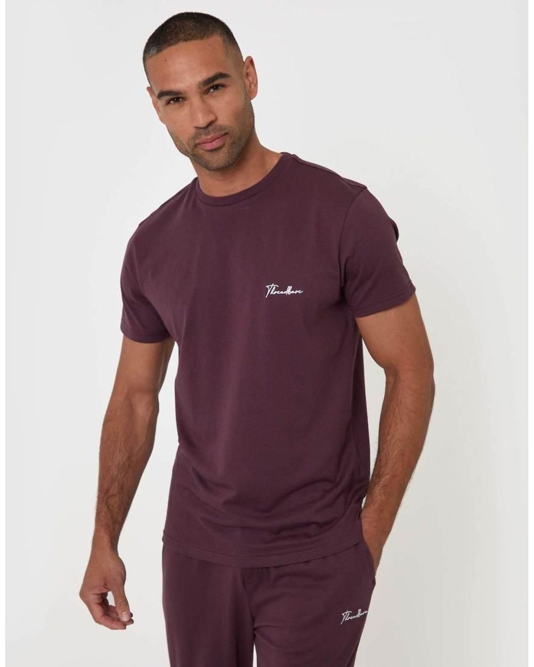 Threadbare Red T-Shirt & Cuffed Joggers Lounge Set for men