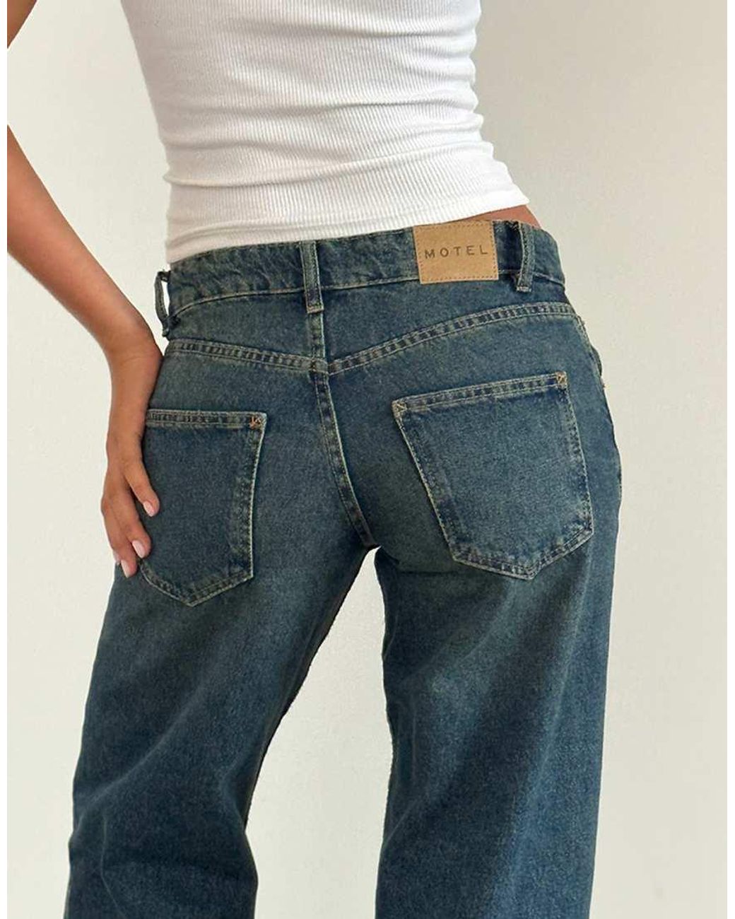 Motel Blue Parallel Leg Low Rise Jeans