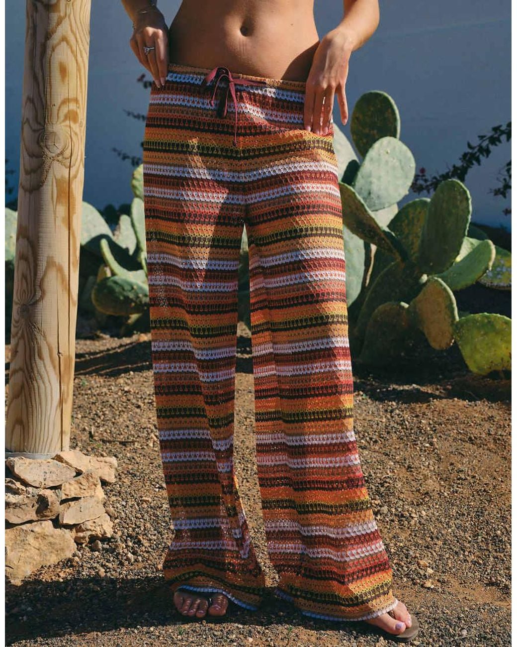 South Beach Blue X Liv Silverman Crochet Wide Leg Pants