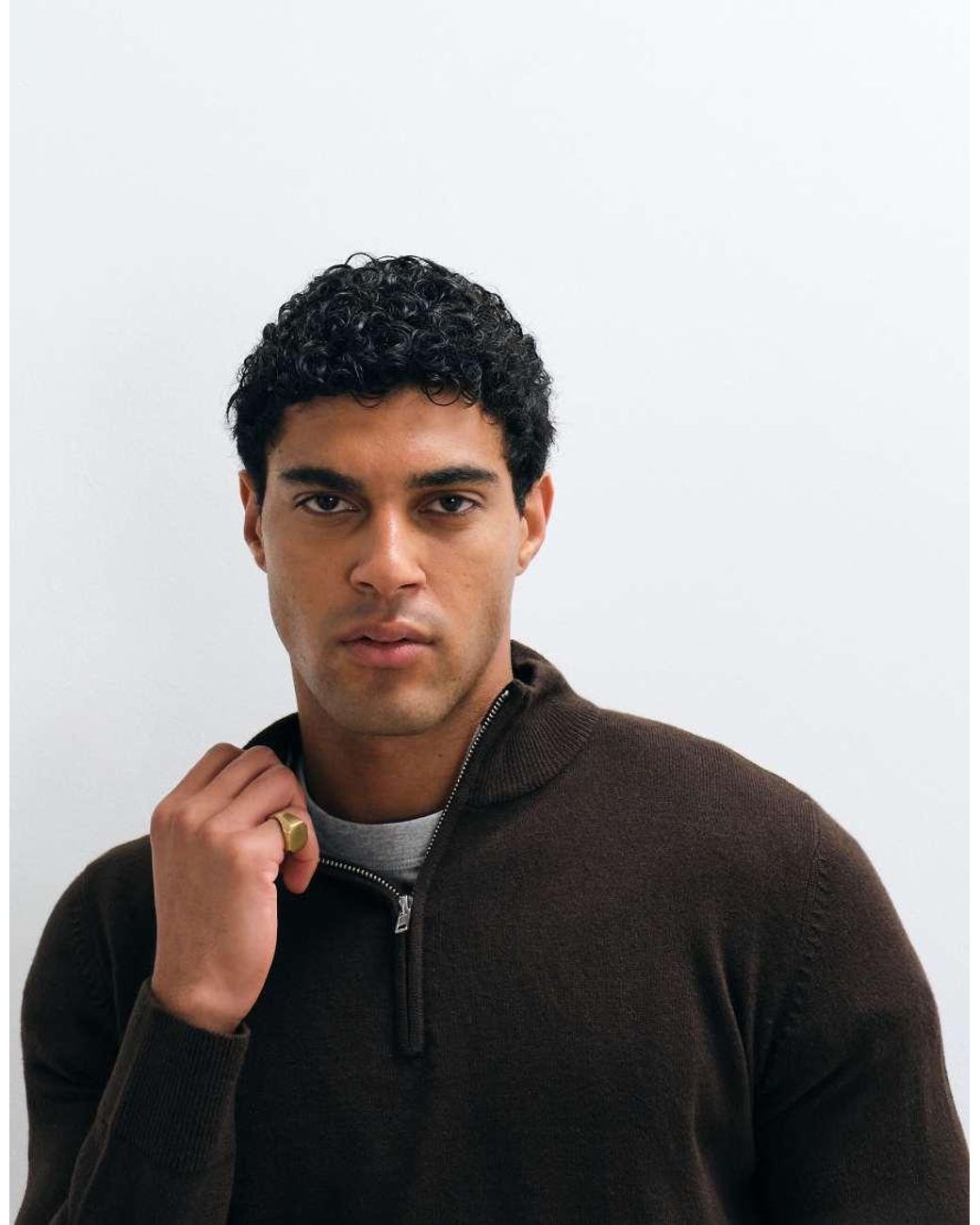 Brave Soul Black 1/4 Zip Knit Sweater for men
