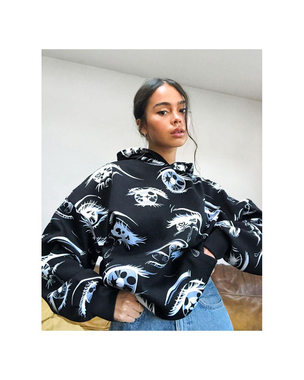 Bershka X Billie Eilish Eye Printed Hoodie in Black | Lyst UK