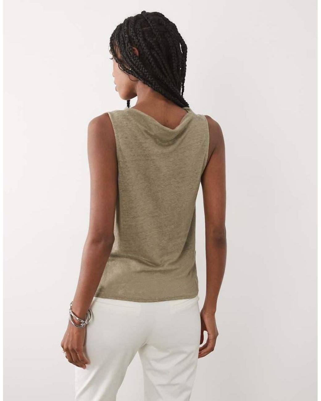 Mango Natural Cowl Neck Sleeveless Top