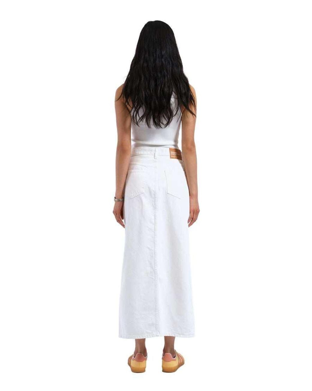 Dr. Denim White Myra Denim Maxi Skirt With Split