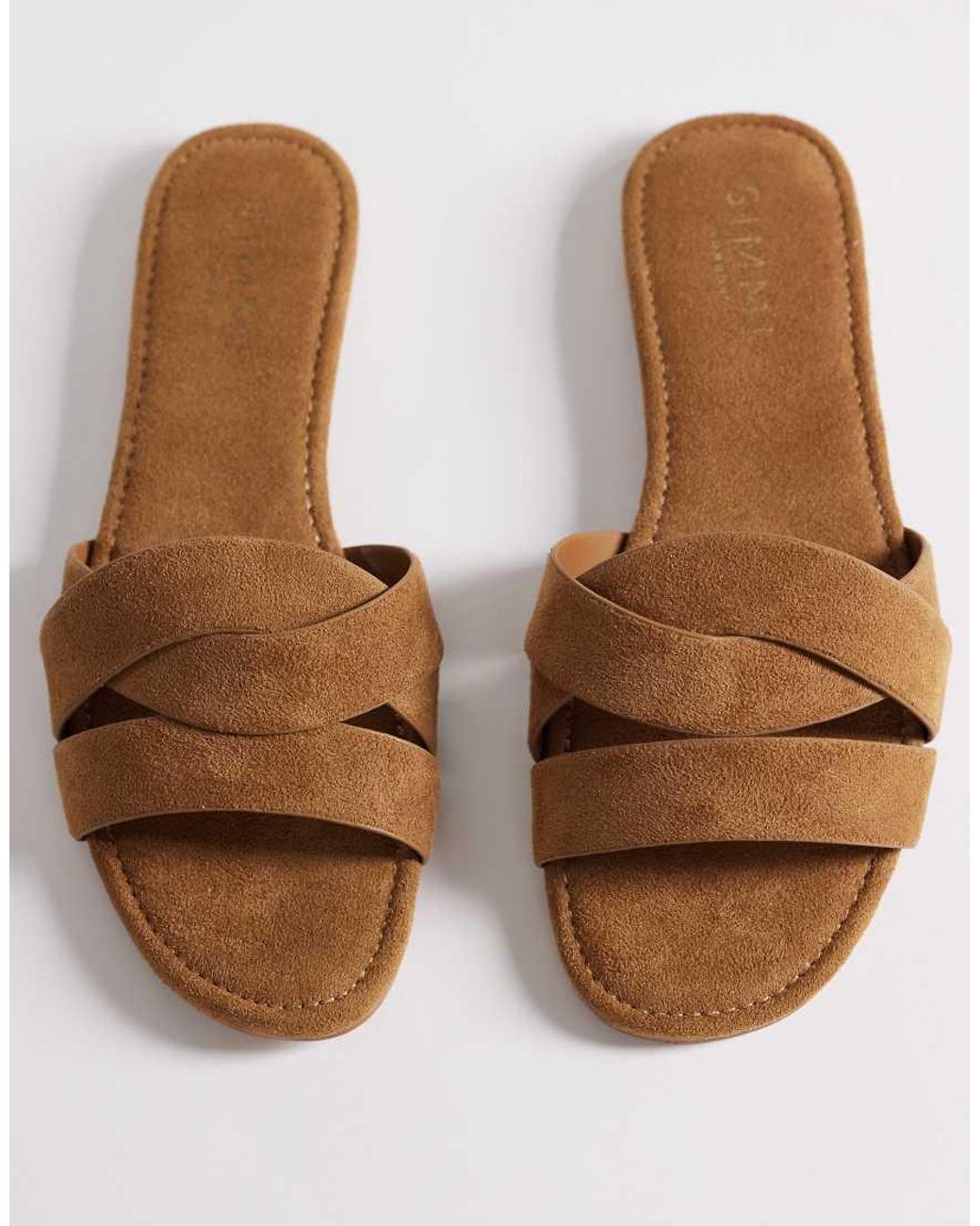 SIMMI Brown Simmi London Wide Fit Jade Flat Sandals