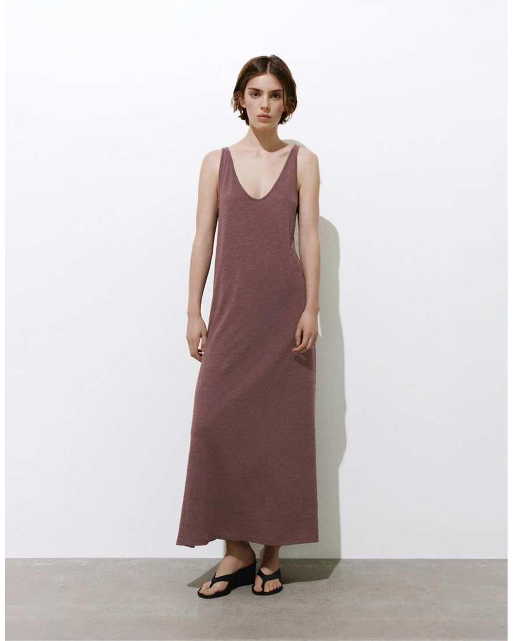 Pull&Bear Brown Strappy Midi Dress