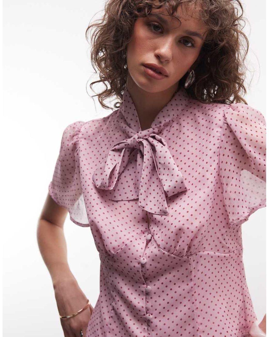 Reclaimed Vintage Pink Bow Blouse