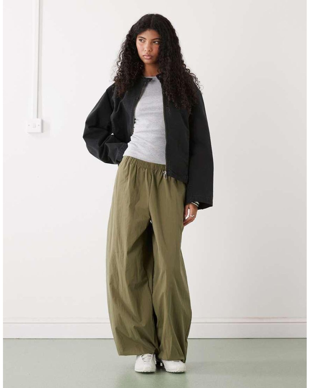 Weekday Black Washed Canvas Zip Through Jacket