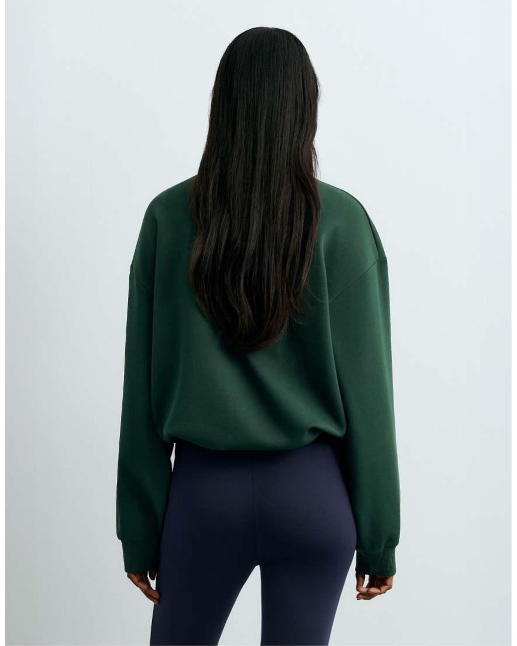 Oysho Green Brushed Piqué Cotton Collar Jacket