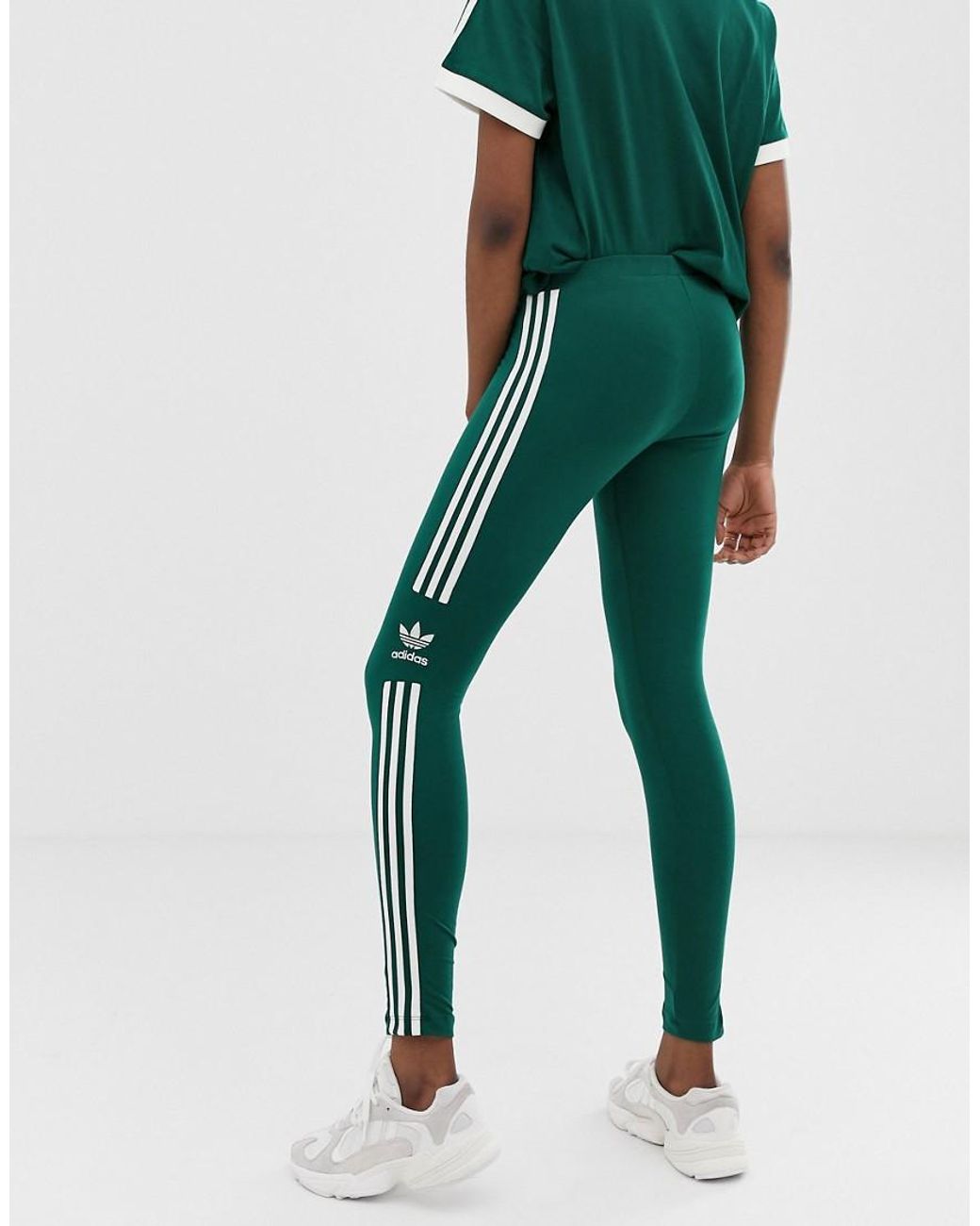 Adicolor - Legging trois bandes avec logo trèfle - Vert adidas Originals en  coloris Vert | Lyst