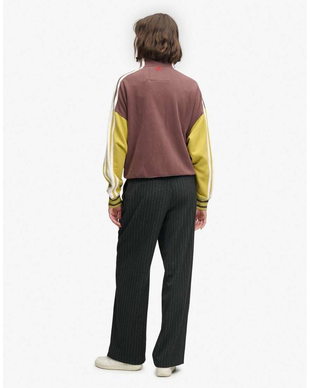 Superdry Gray Mid Rise Pinstripe Trousers