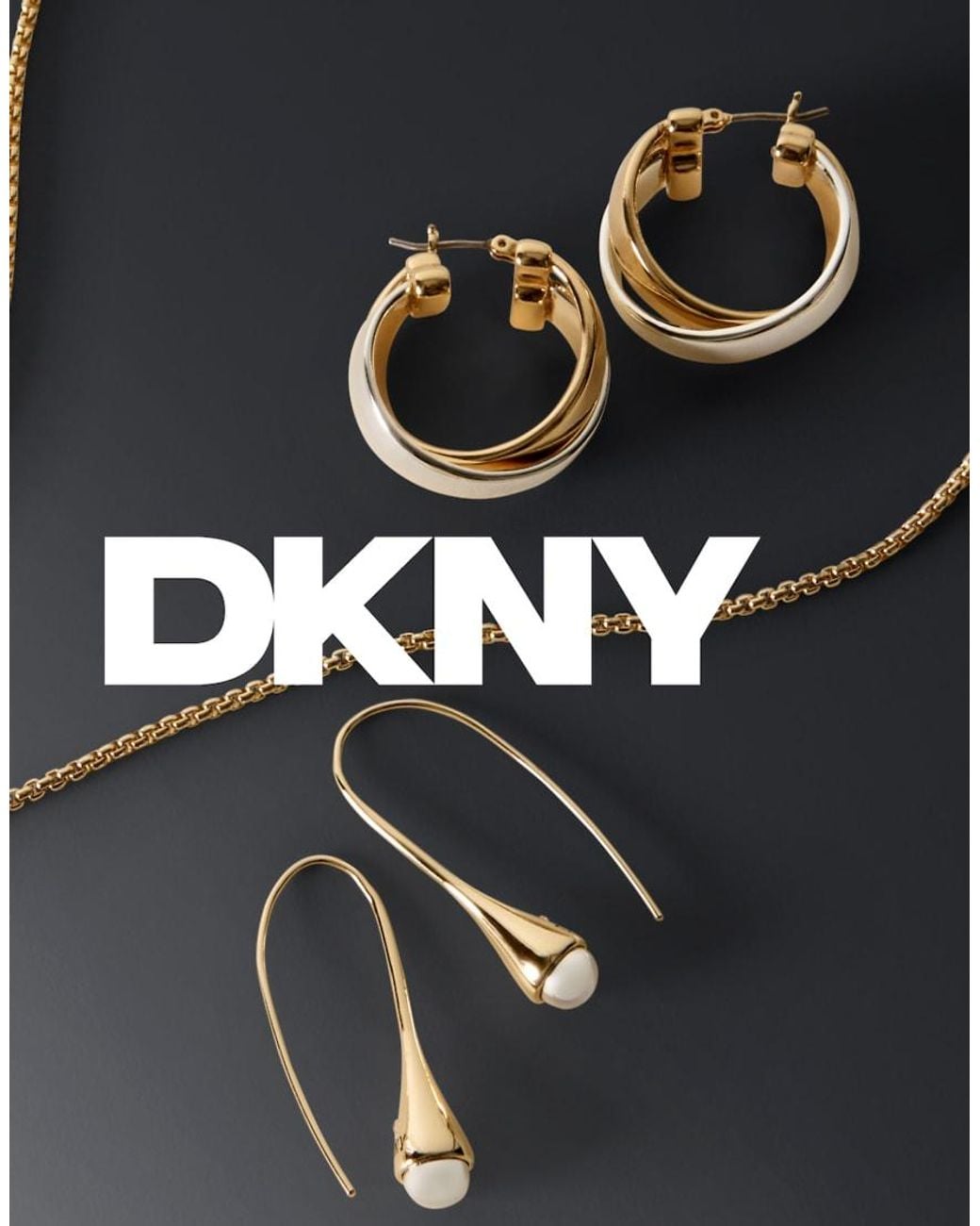 DKNY Metallic And Crystal Pave Double Pendant Necklace