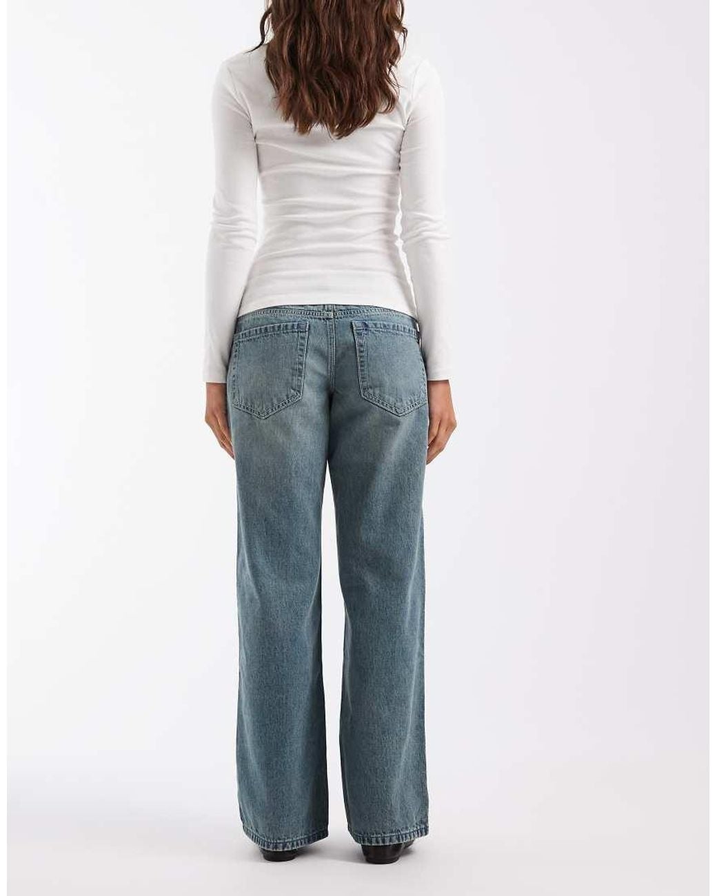 Hollister Blue Ultra Low Rise Baggy Fit Jeans