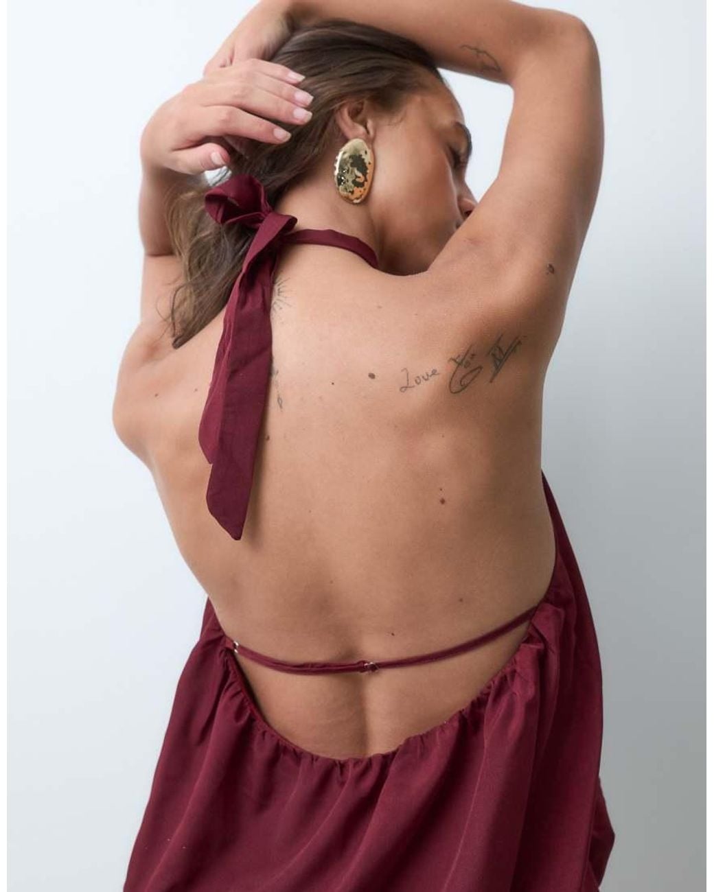 BRONZE SNAKE Red Halterneck Mini Dress Witth Bubble Hem