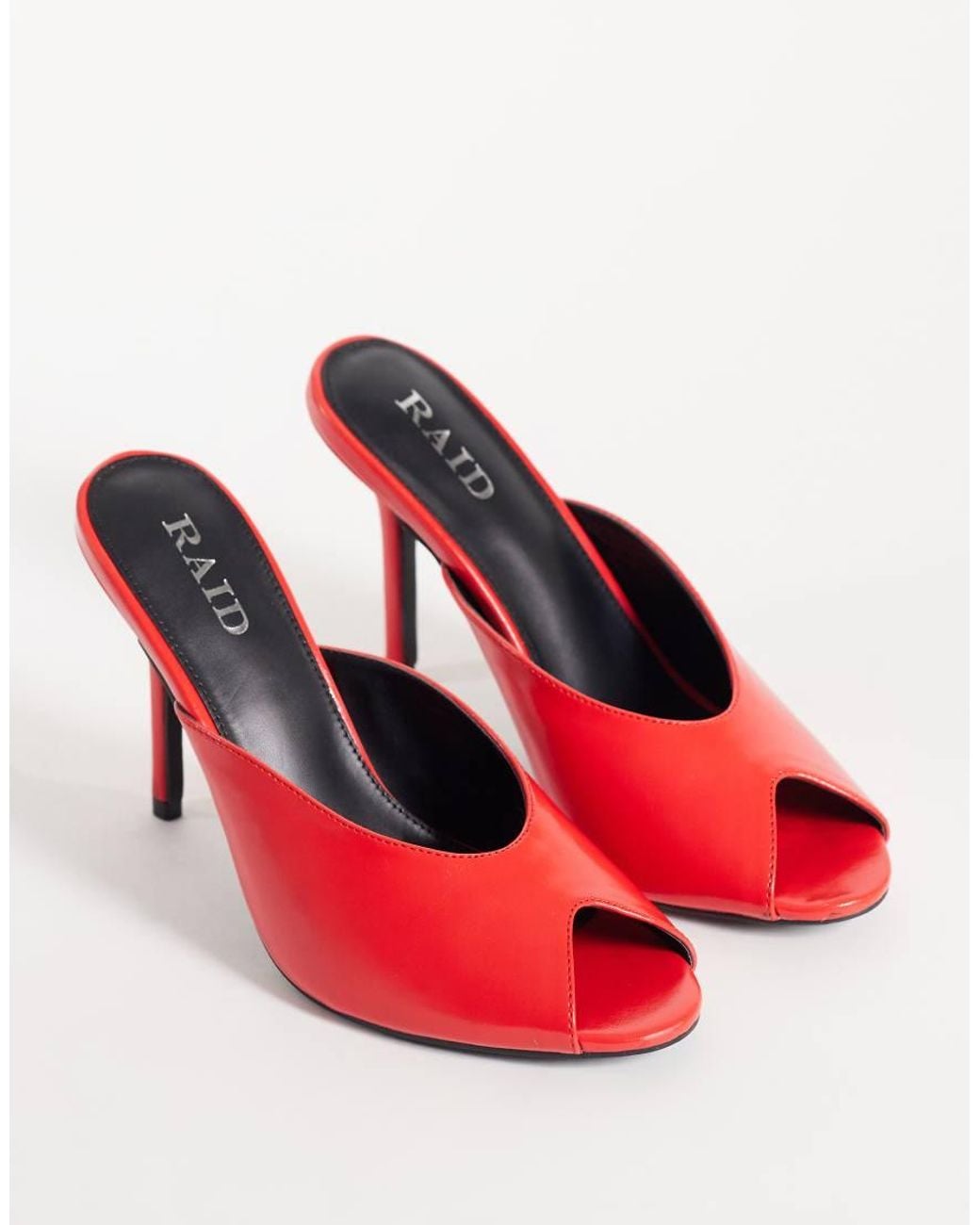 Raid Red Elana Peep Toe Heeled Mules