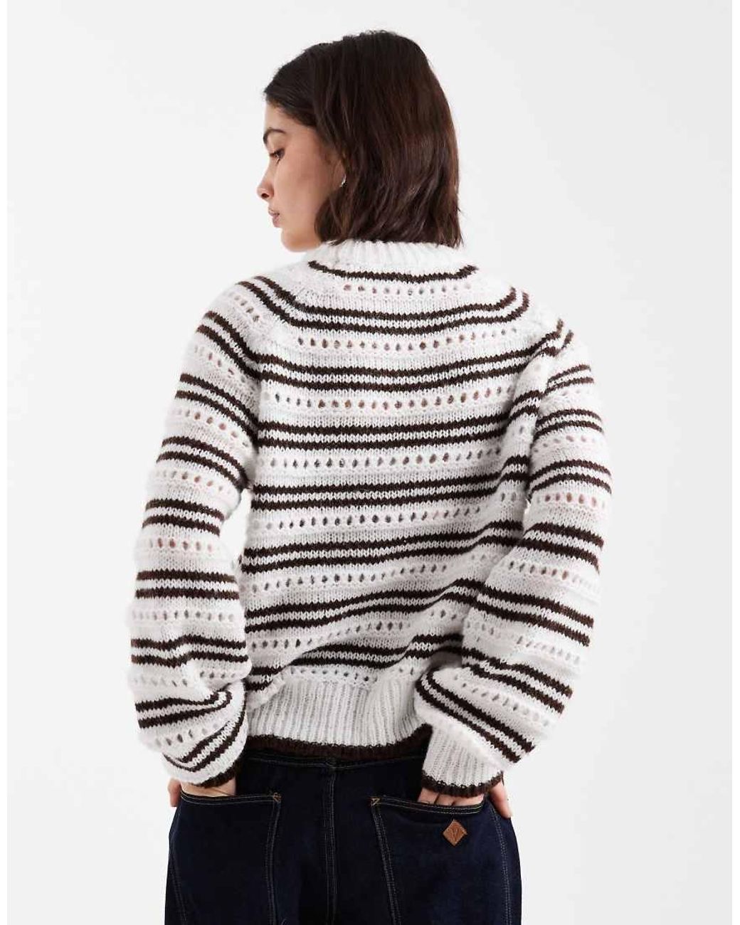 Pieces White Pointelle Knitted Jumper