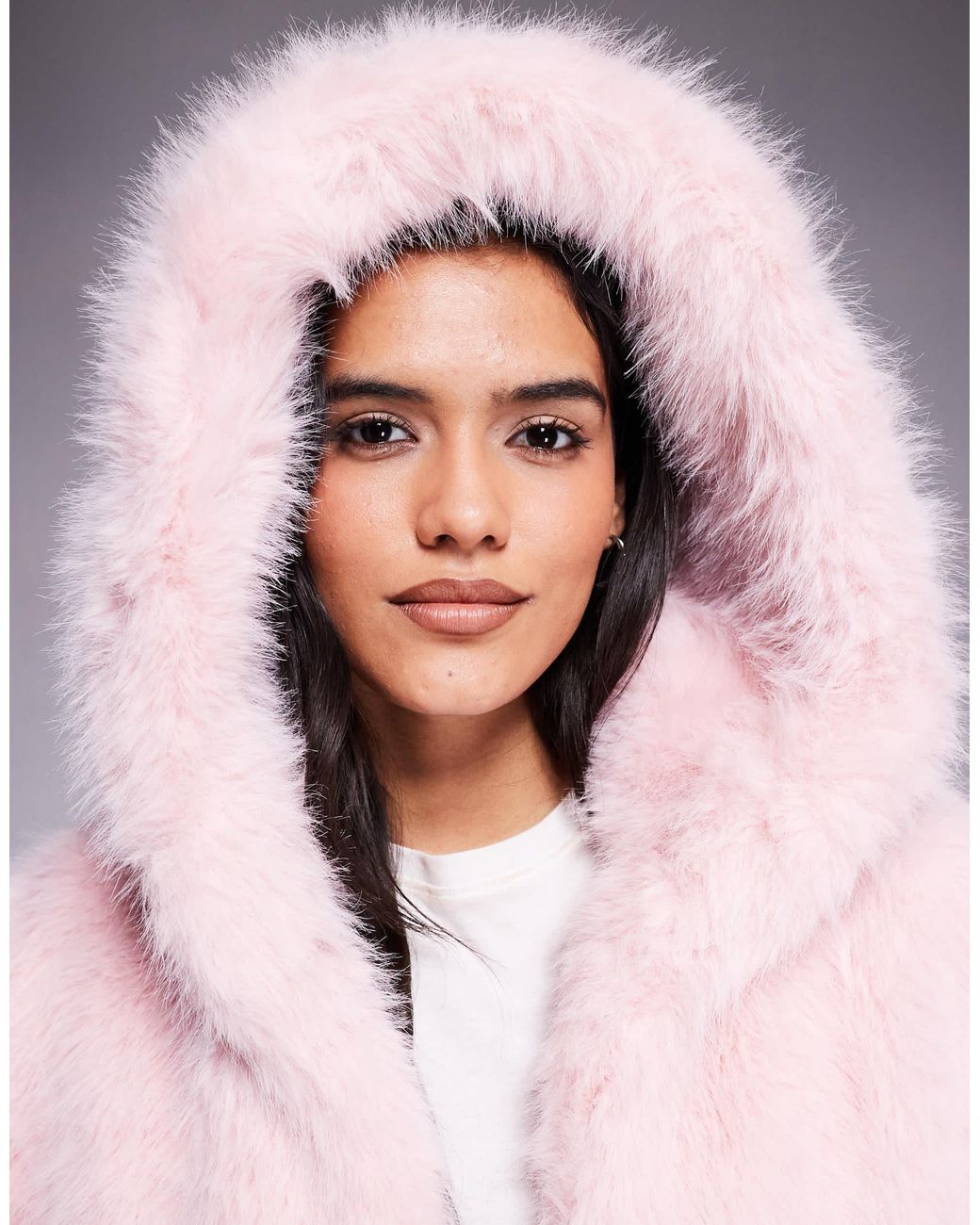 Kiwi & Co Faye Faux Fur Hooded Cropped Jacket in Pink | Lyst