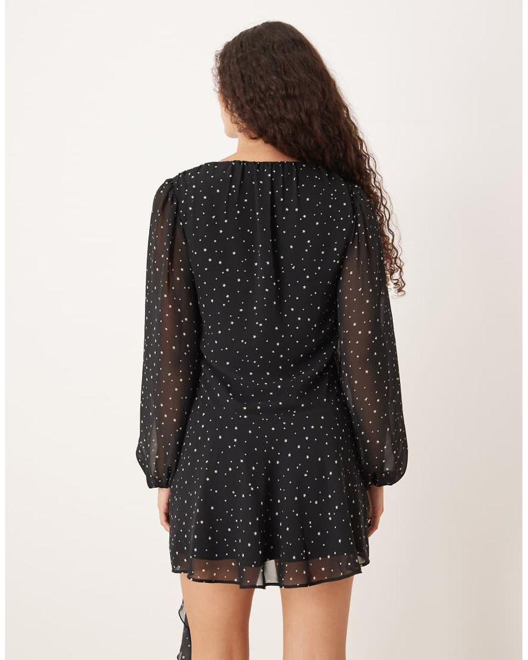 Abercrombie & Fitch Natural Long Sleeve Plunge Neck Wrap Front Mini Dress