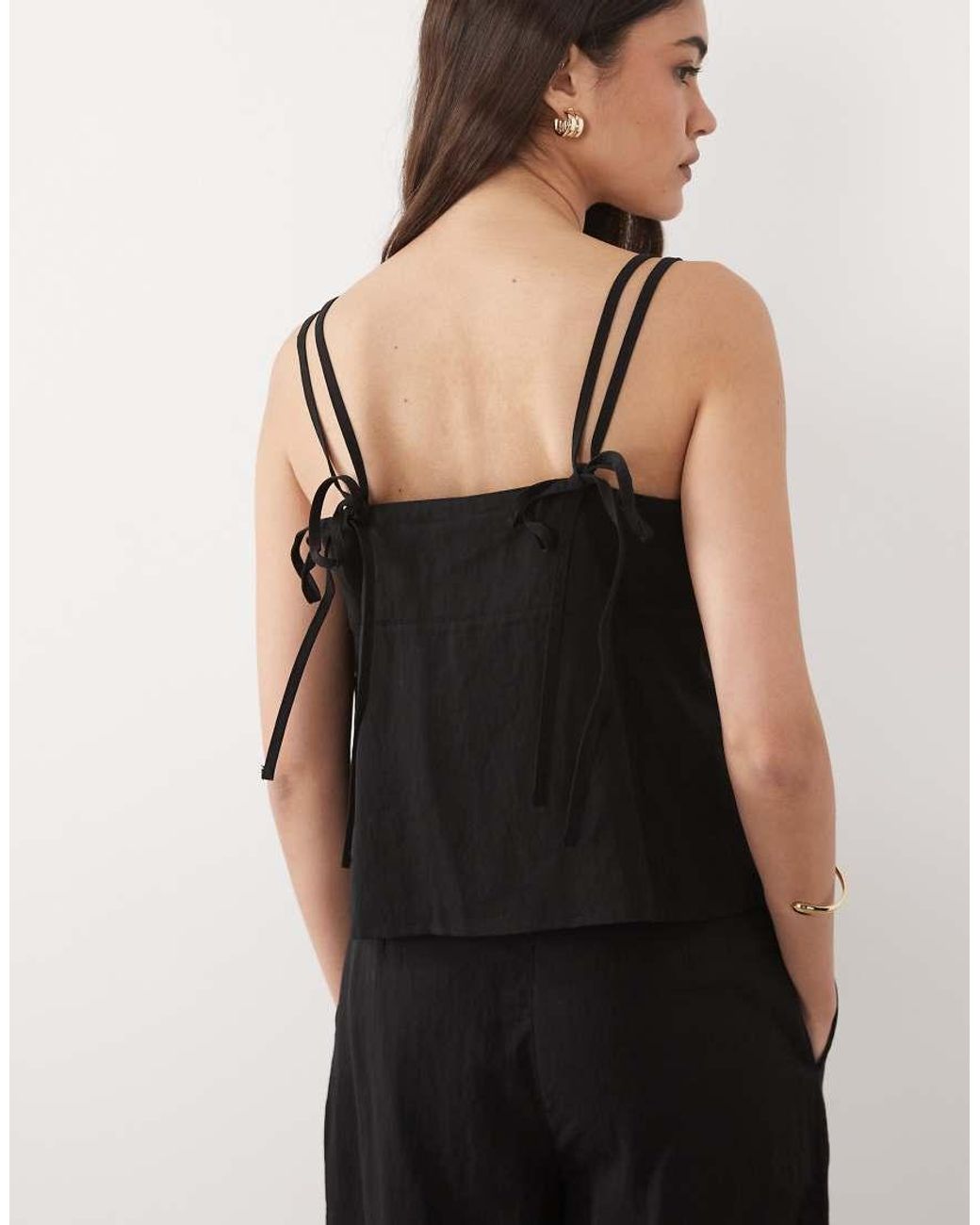 Mango Black Espresso Square Neck Strappy Cami Top Co-Ord