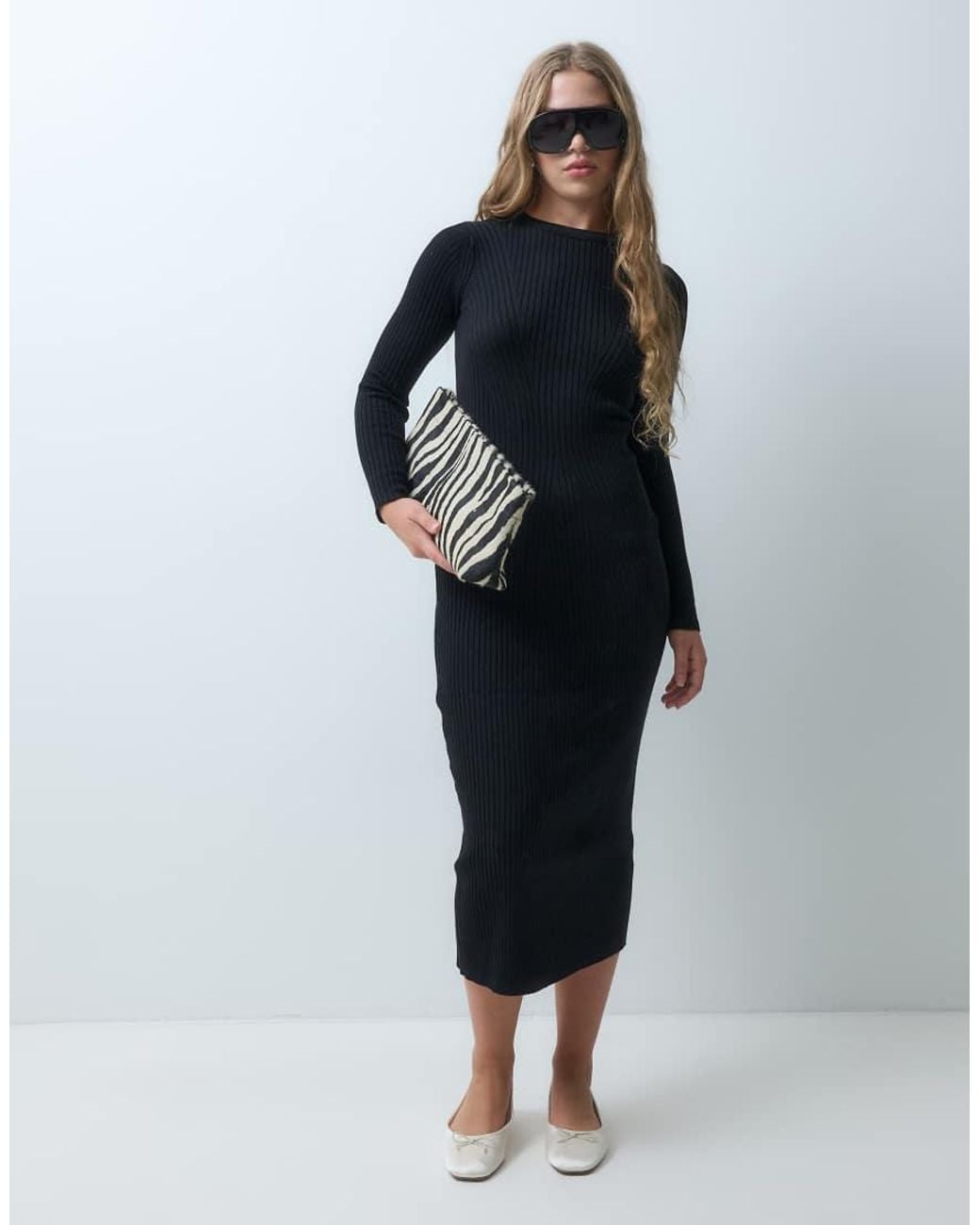 New Look Blue Knitted Midi Dress