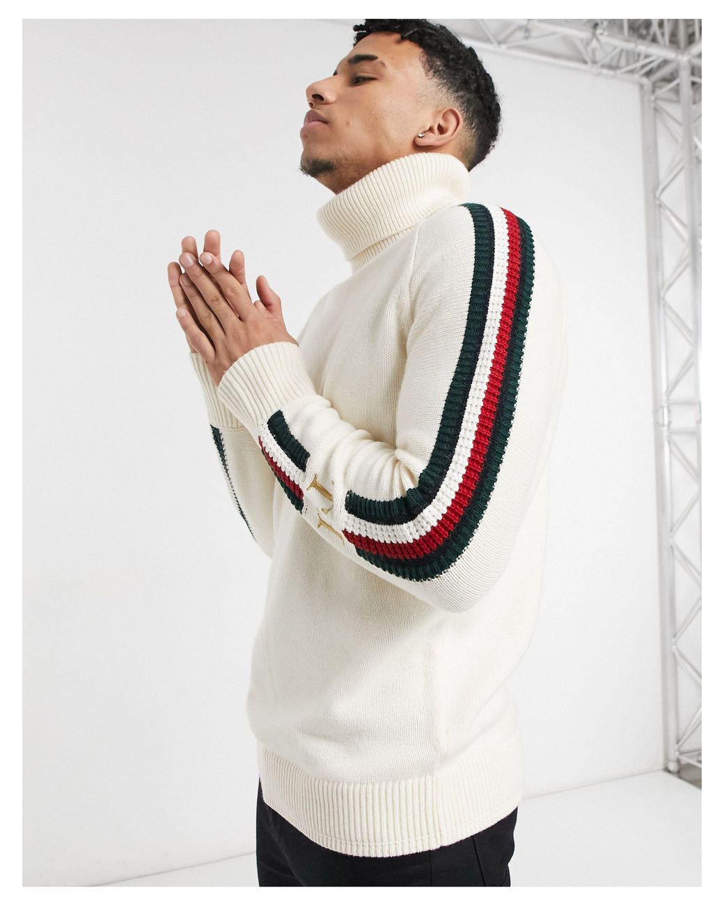 Tommy Hilfiger Icon Sleeve Tipped Roll Neck Knit Jumper in White for Men |  Lyst