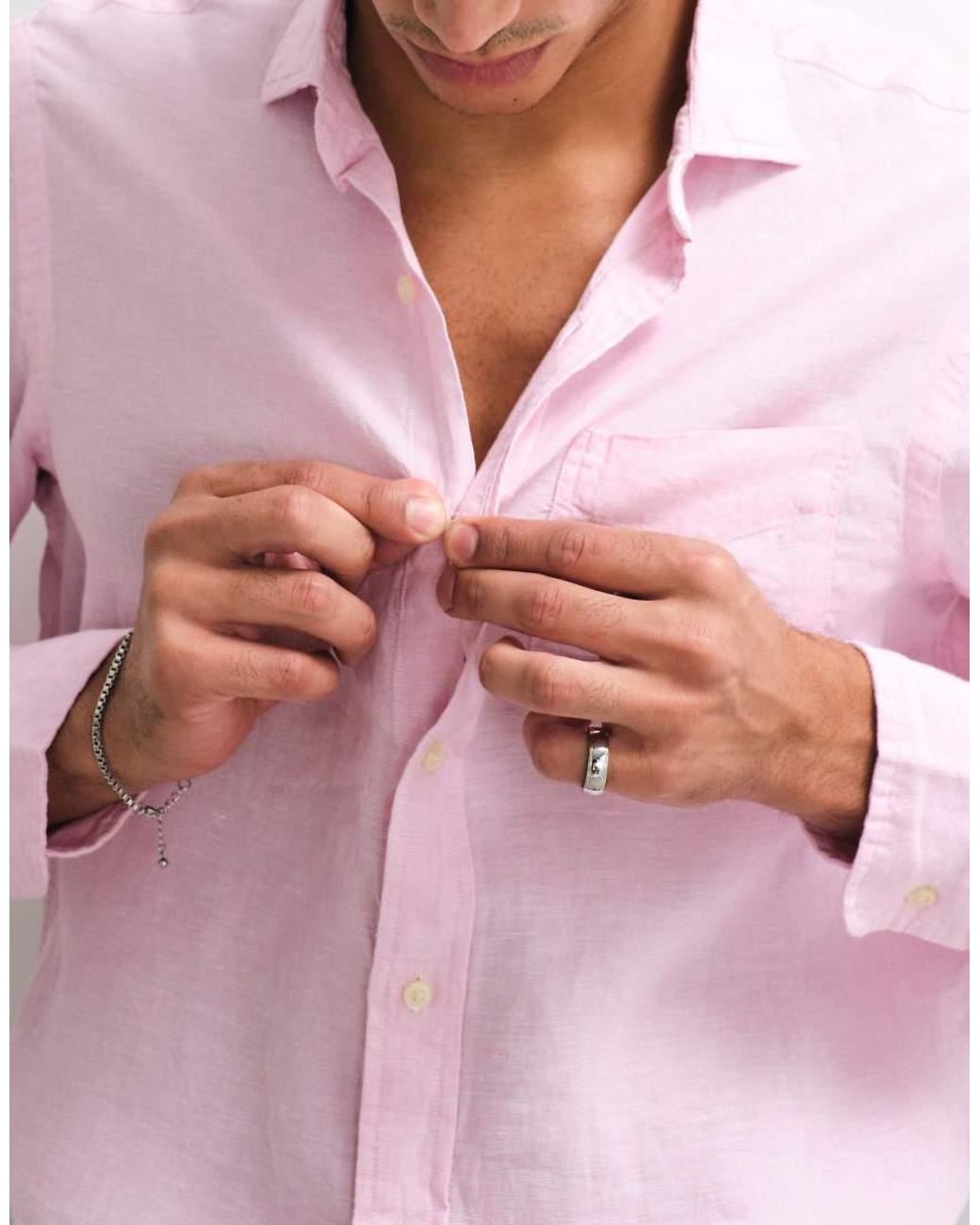 Polo Ralph Lauren Pink Wimbledon Capsule Crest Embroidered Pocket Linen Shirt for men