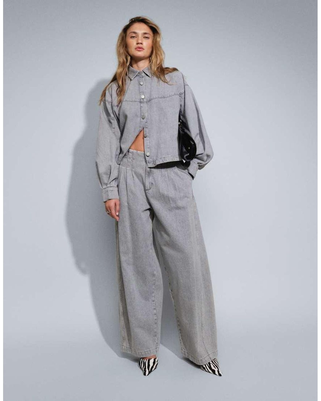 ARRANGE Gray Denim Wide Leg Jeans