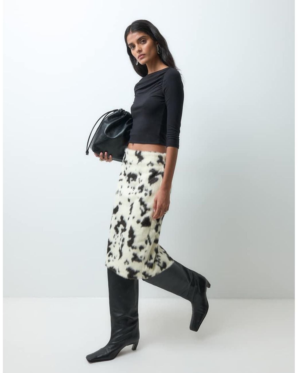 Miss Selfridge Blue Slash Neck Top With Ruching