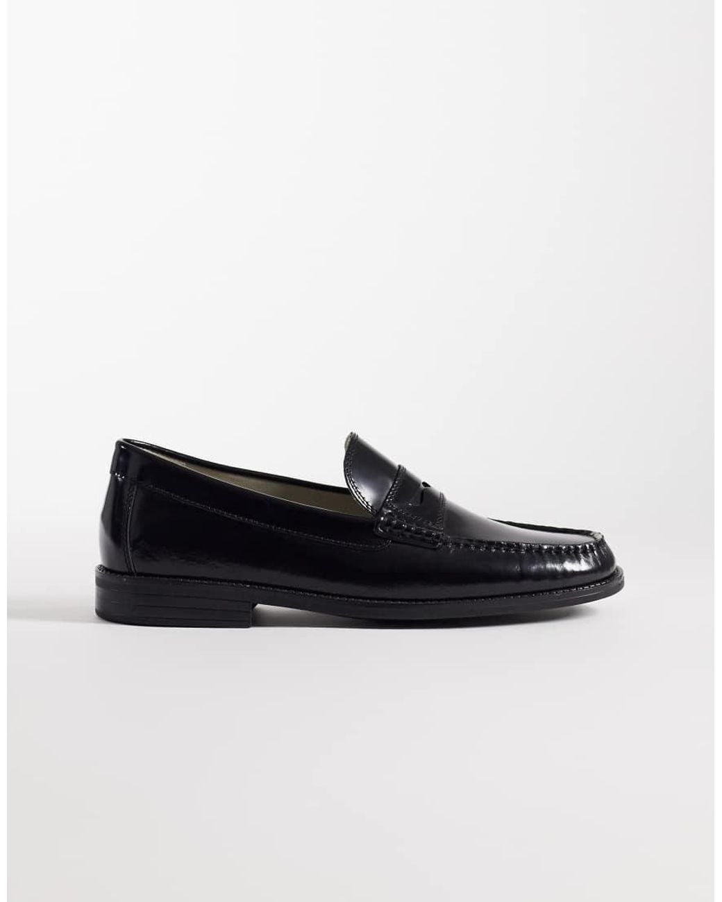 Jack & Jones Black Leather Penny Loafer for men