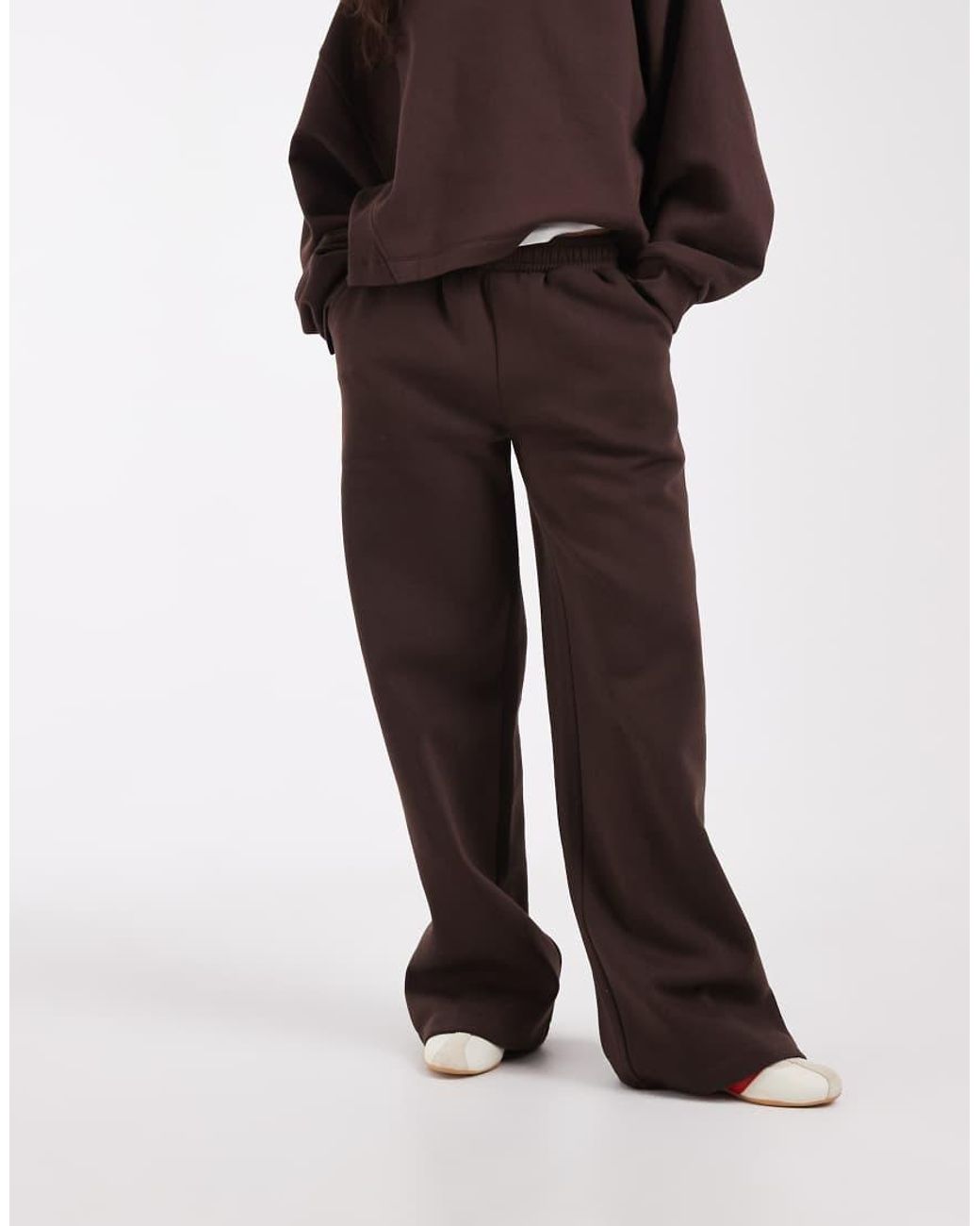 ASOS White Wide Leg Brushback Trackies