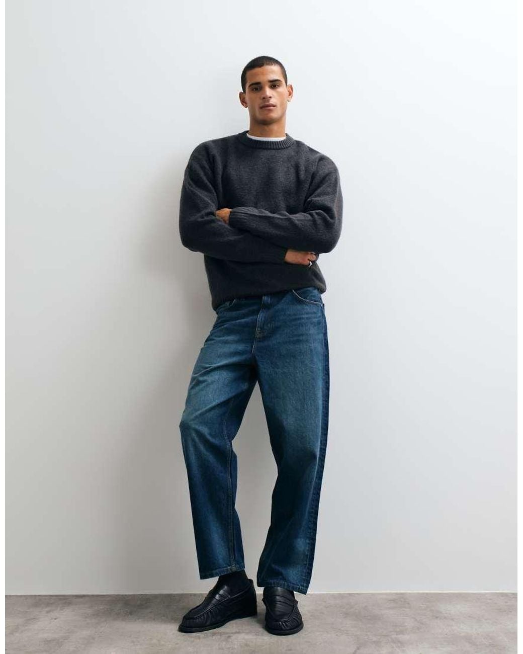 Jack & Jones Blue Oversized Fluffy Jumper for men