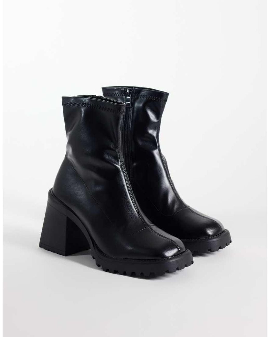 Raid Wide Fit Black Riona Block Heeled Ankle Boots