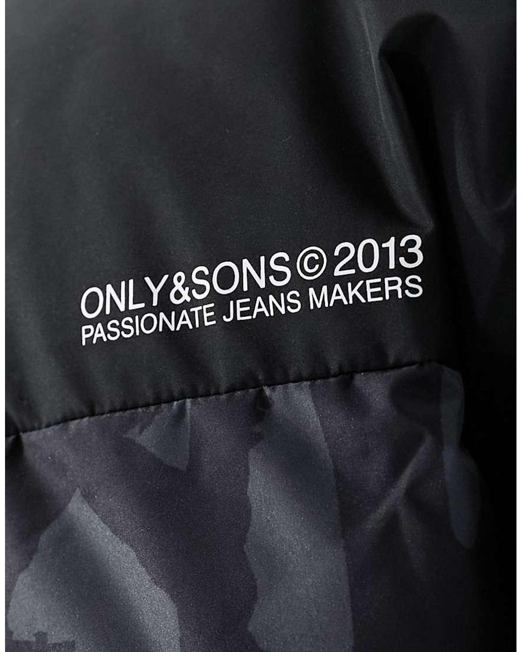 Only & Sons Black Boxy Oversized Puffer for men