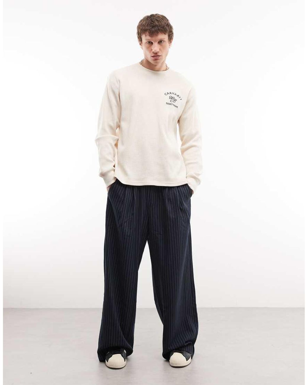 Carhartt White Eightynine Long Sleeve Waffle T-Shirt for men