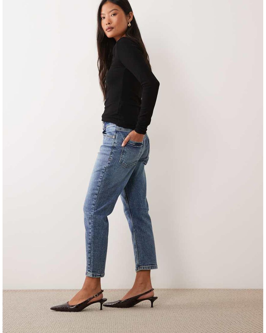 ASOS Blue Asos Design Petite Slim Fit Mom Jeans