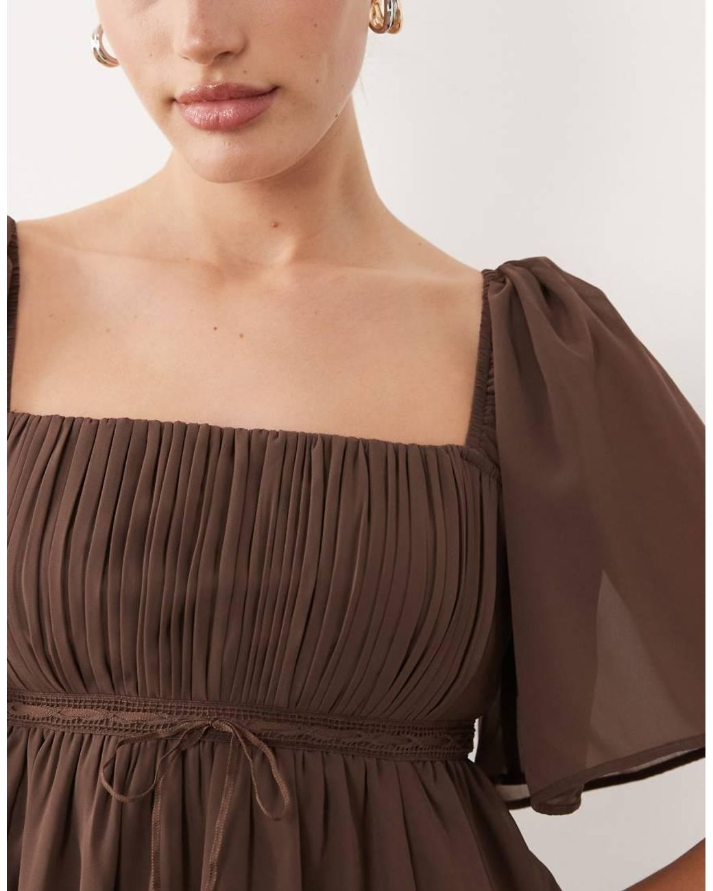 Abercrombie & Fitch Brown Floaty Mini Babydoll Dress